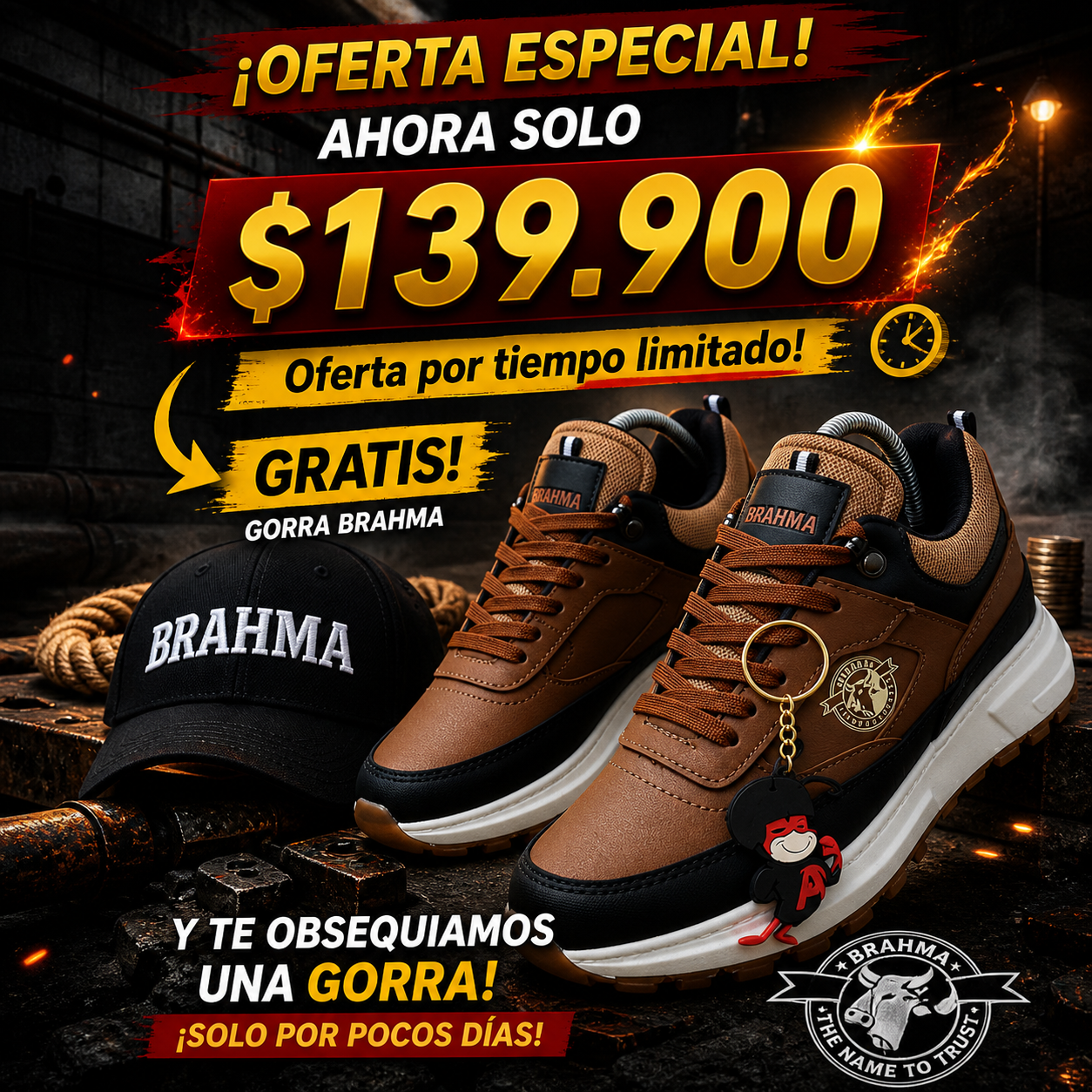 🔥 PROMO 2x1 Zapatos Brahma + Gorra GRATIS